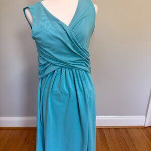 Lands' End Aqua Wrap Sleeveless Dress Small
